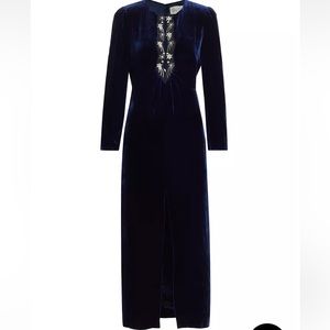NWT Saloni Jinx C Velvet Midi Dress in Navy Stars Size 2